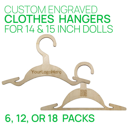 Custom Engraved 14 and 15 Inch Doll Clothes Hangers